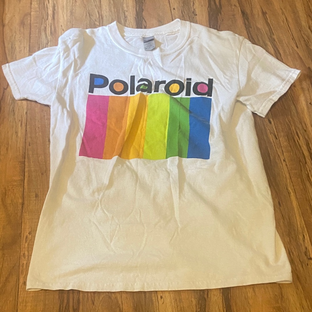 Polaroid White Tee with Vibrant Logo